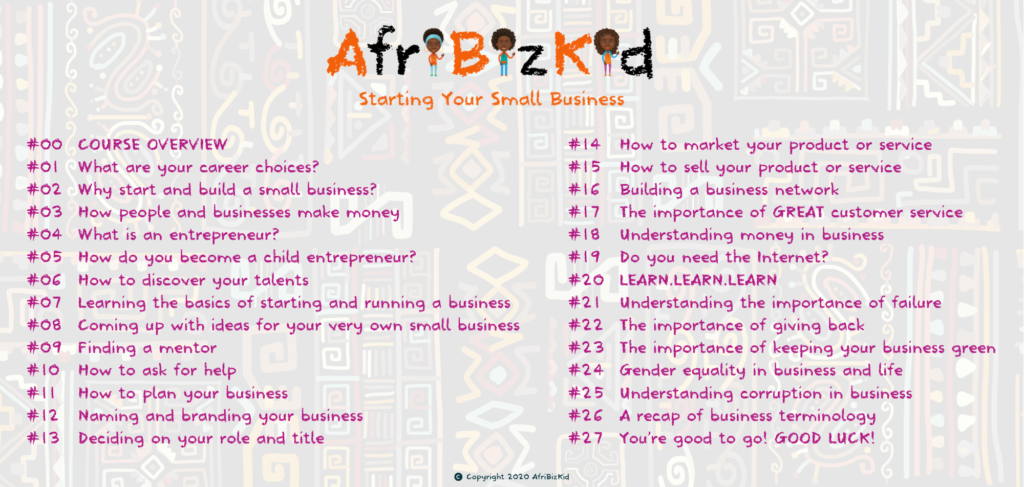 Curriculum for AfriBizKid Starting Your Own Business